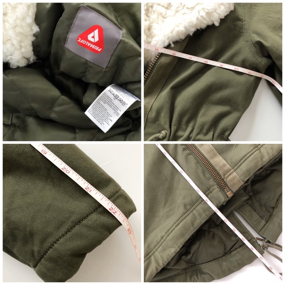 GAP Primaloft Utility Parka Olive Faux Sherpa Trim Size S - Picture 6 of 8